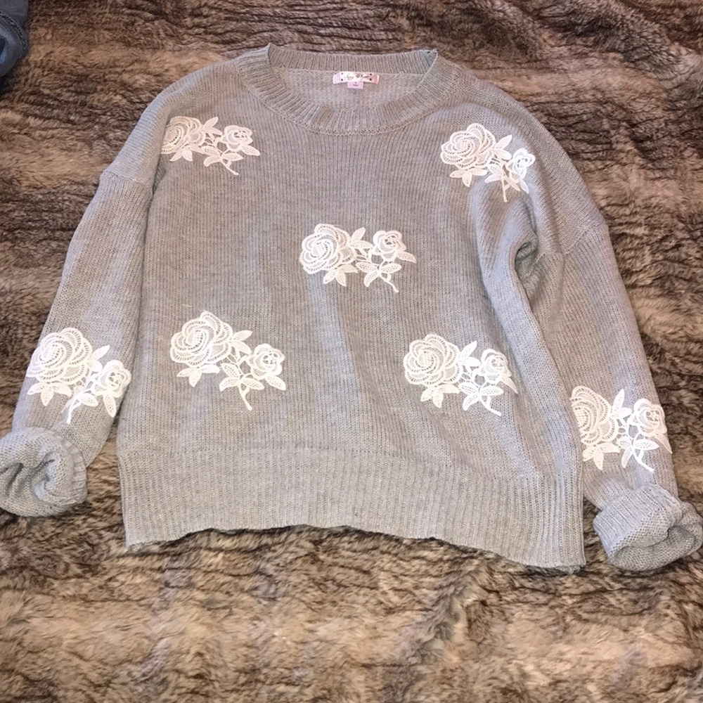 Floral Grey Sweater
